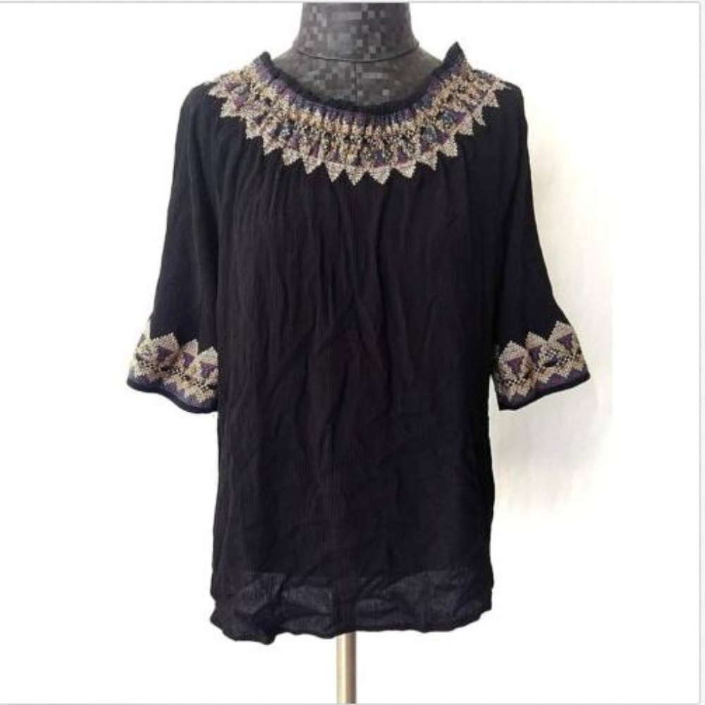 Dressbarn W62 Top Bohemian Elastic Neckline XL